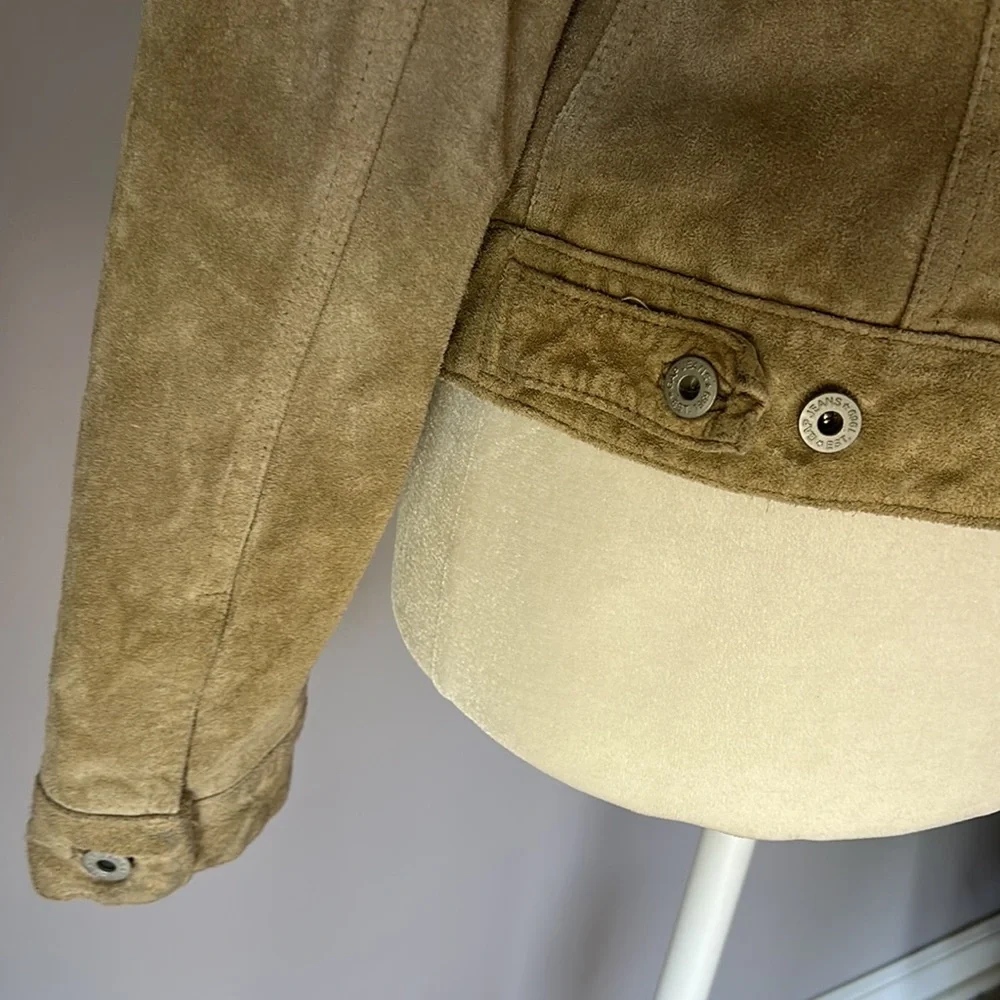 GAP Women’s Vintage Y2K Tan Leather Suede Trucker Jacket - Picture 6 of 7